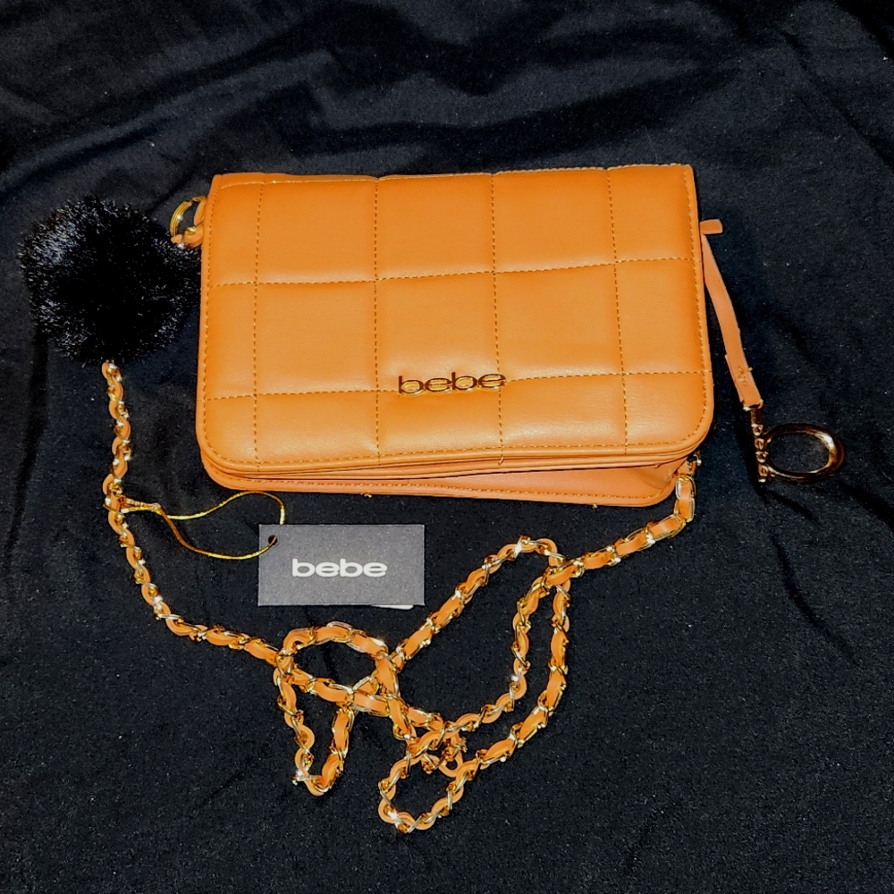 Tan or Sandstone Bebe Flap Crossbody Bag Purse Brand New with Tags Never Used